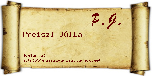 Preiszl Júlia névjegykártya