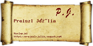 Preiszl Júlia névjegykártya